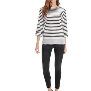 Vince Camuto Blue White Striped Knit Tunic Top Size XL New with tags